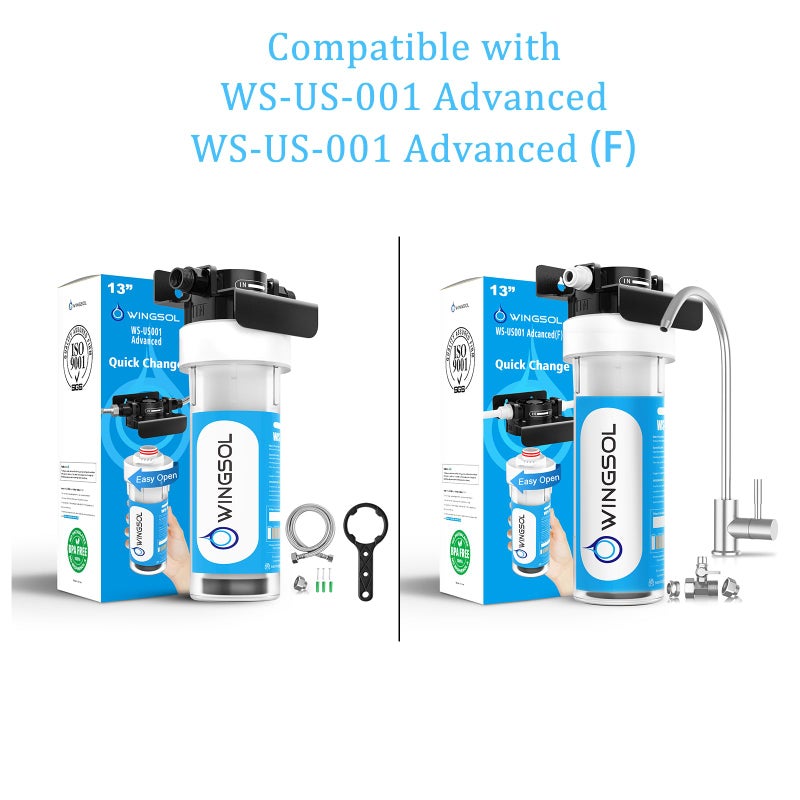 WINGSOLL Under Sink Water Filter Replacement with Multi Layer Pleated Material, Removes 99.99% Chlorine, Lead, Heavy Metals, Odors/Contaminants, Model# WS-USRF-001 advanced: Lead Reducer - Image 2